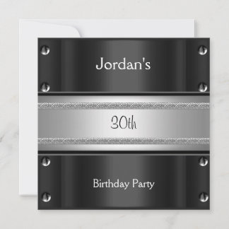 Invitation Hommes 30e fête d'anniversaire Metal Black Argent