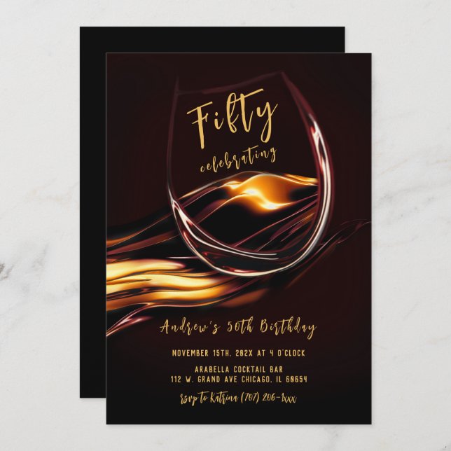 Invitation Hommes 50e anniversaire (Devant / Derrière)