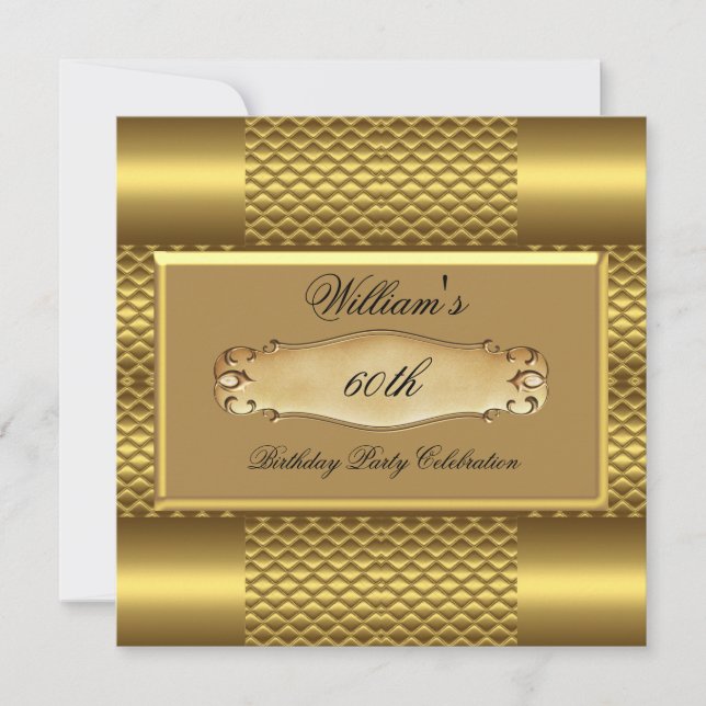 Invitation Hommes 60e Anniversaire Soirée Gold Metal Mans 2 (Devant)