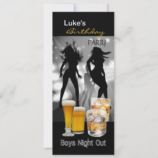 Invitation Hommes Anniversaire Fête Bière Garçons Nuit Sortie (Devant)