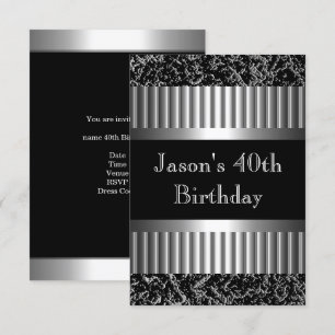 Invitation Hommes Anniversaire Fête Metal Chrome Look Images