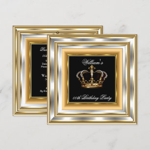 Invitation Hommes Black Gold Argent Anniversaire Prince King 