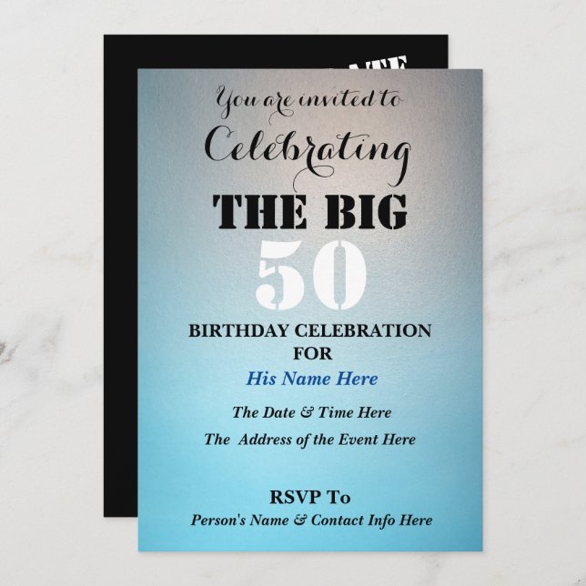 Invitation Hommes - Célébration du BIG 50 - (Devant / Derrière)