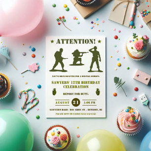 Invitation Hommes de l'armée verte, Militaire, Fête d'anniver