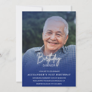 Invitation Hommes Diner Photo Marine bleu 91e anniversaire