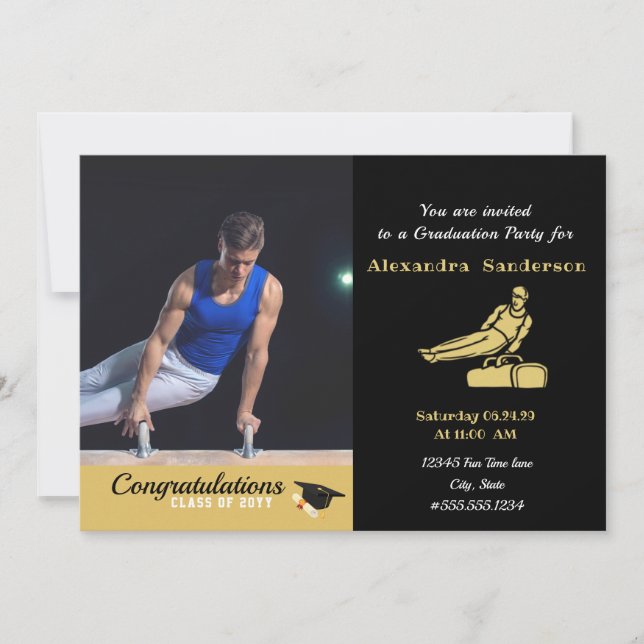 Invitation Hommes Gymnaste Moderne Photo classe de graduation (Devant)