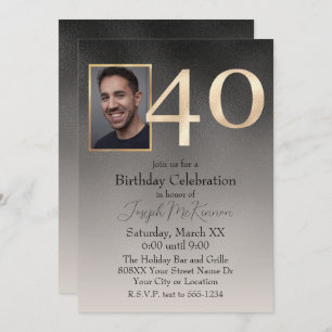 Invitation Hommes Noir et Beige 40e anniversaire