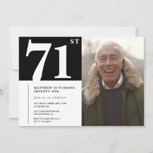 Invitation Hommes noir et blanc 71e anniversaire