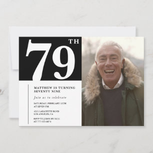 Invitation Hommes noir et blanc 79e anniversaire