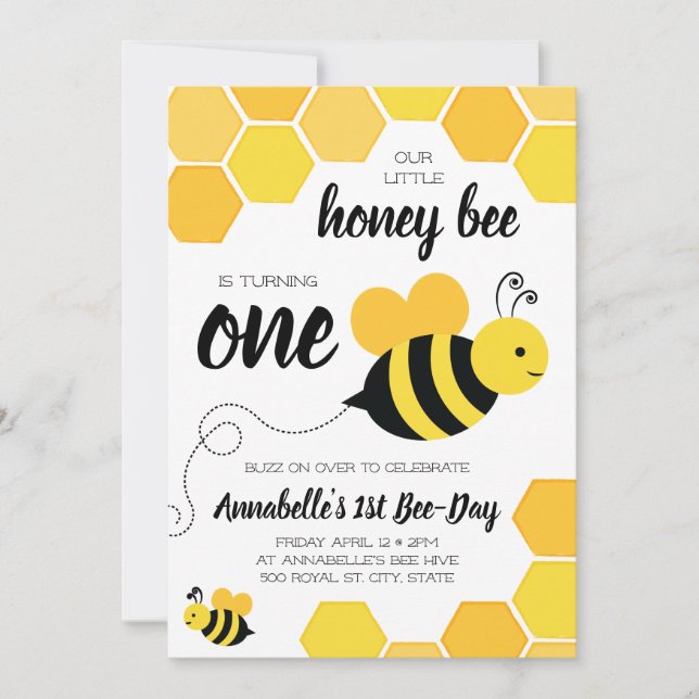 Invitation Honey Bee Girls Premier anniversaire (Devant)