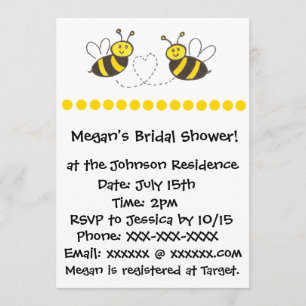 Invitation Honey Bees with Heart