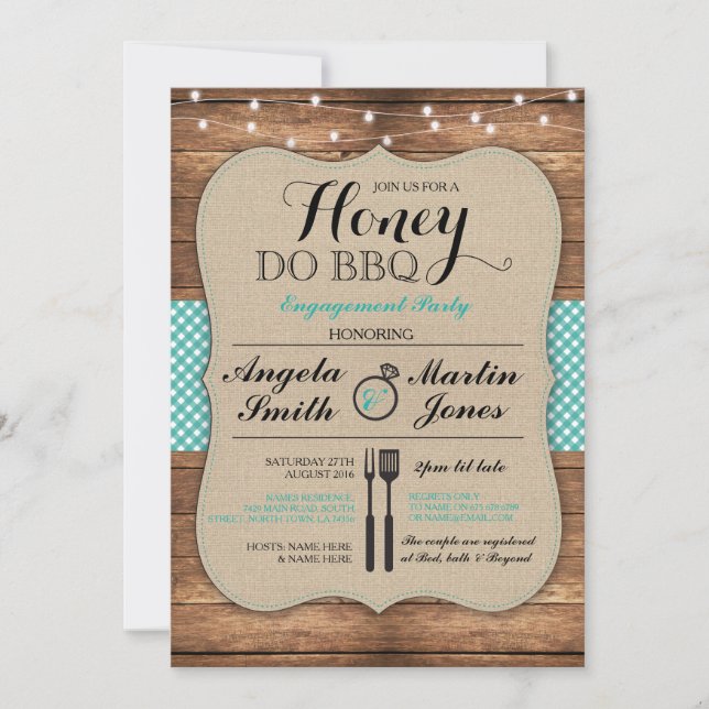 Invitation Honey Do BBQ Engagement Party I Do Couples Invitat (Devant)