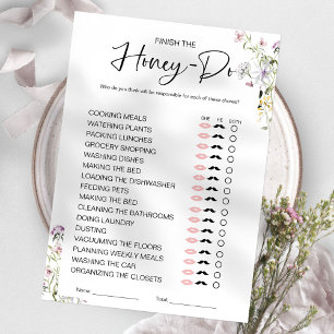 Invitation Honey Do Liste Fête des mariées Jeu
