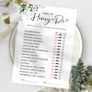Invitation Honey Do Liste Fête des mariées Jeu