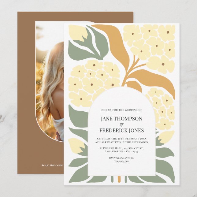 Invitation Honey Garden Abstract Floral Modern Spring Wedding (Devant / Derrière)