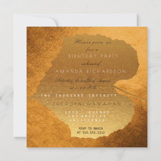 Invitation Honey Gold Automne automne Feuille d'or Anniversai (Devant)