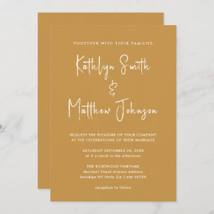 Invitation Honey Gold Modern Script Tout en un Mariage chic