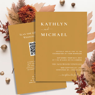 Invitation Honey Gold QR Code Tout en un Mariage moderne