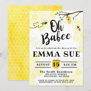 Invitation Honeypeb Bumble Bee Mommy to Bee Baby shower