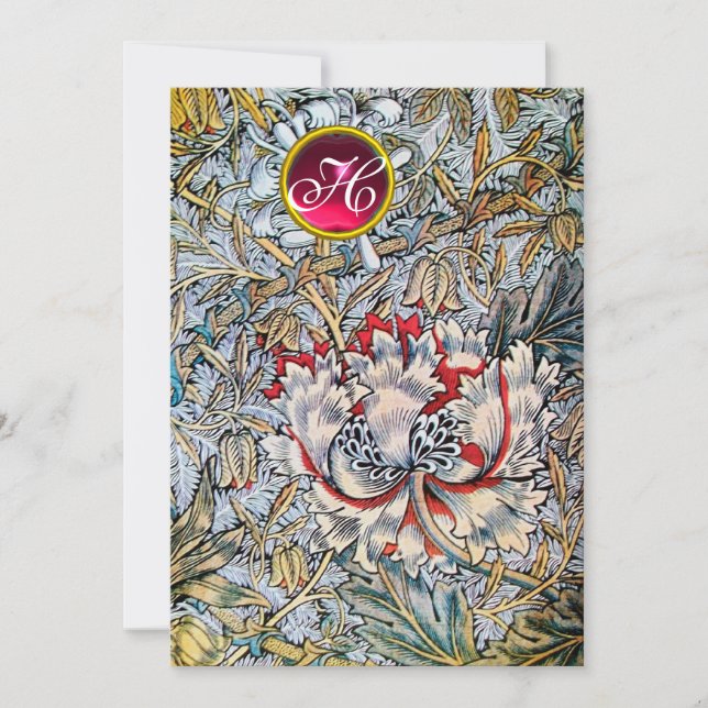 Invitation HONEYSUCKLE Rouge Rubis Monogramme Champagne Metal (Devant)