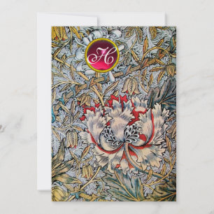 Invitation HONEYSUCKLE Rouge rubis Monogramme Or Metallic