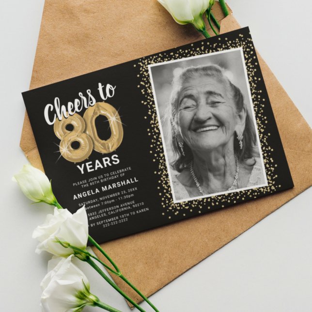 Invitation Honneur à 80 ans 80e anniversaire Photo (Créateur téléchargé)