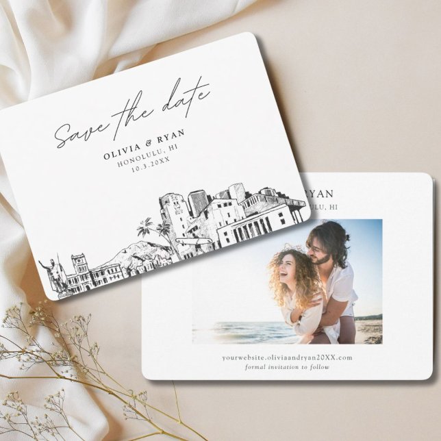Invitation Honolulu Mariage moderne Enregistrer la date (Honolulu Wedding Modern Save the Date Invitation)