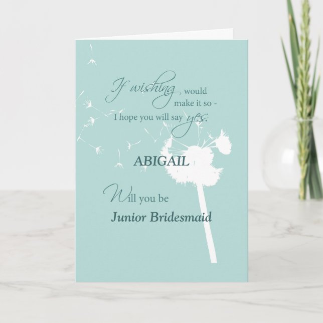 Invitation Honoraire Bridesmaid, Personnalisé Nom Dandelion I (Devant)