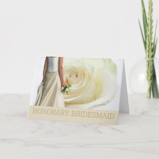 Invitation Honorary Bridesmaid request white rose (Devant)