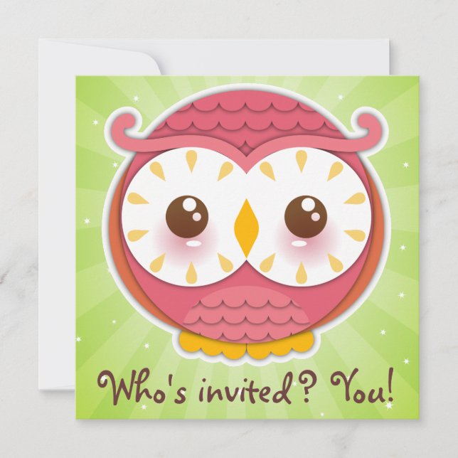 Invitation Hoo Hoo Owl (Devant)