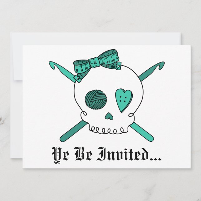 Invitation Hooks crânes et crochets (Turquoise) (Devant)