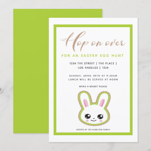 Invitation Hop On Over Easter Egg Hunt Bunny Personnalisé