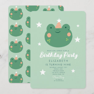 Invitation Hop on Over Frog Anniversaire
