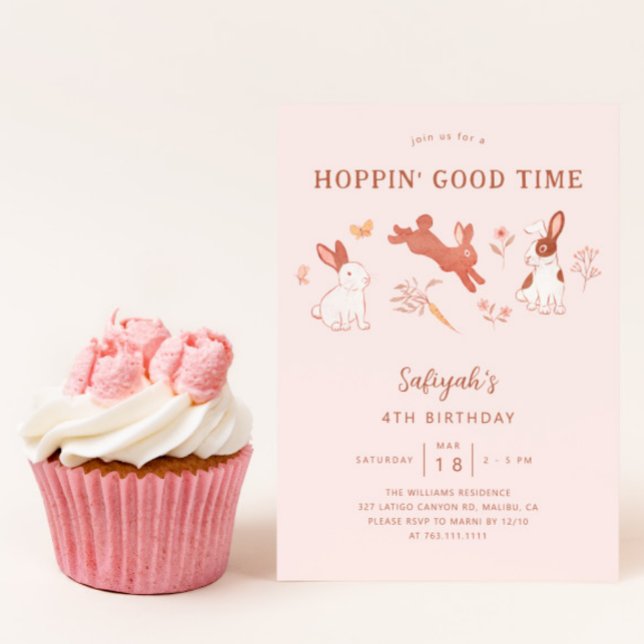 Invitation Hoppin' Good Time Bunny Girl Birthday Party (Créateur téléchargé)