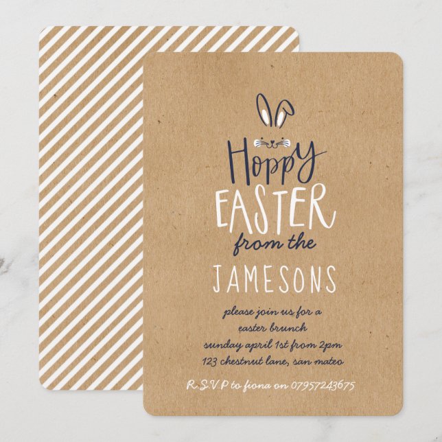 INVITATION HOPPY EASTER BUNNY (Devant / Derrière)
