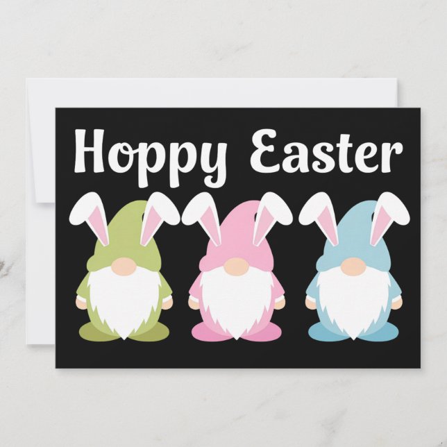 Invitation Hoppy Pâques drôle Bunny Ears Gnome (Devant)