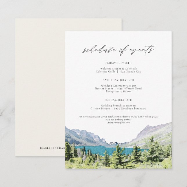 Invitation Horaire de fin de semaine du parc national du Glac (Devant / Derrière)
