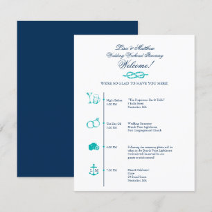 Invitation Horaire de la réception du mariage nautique