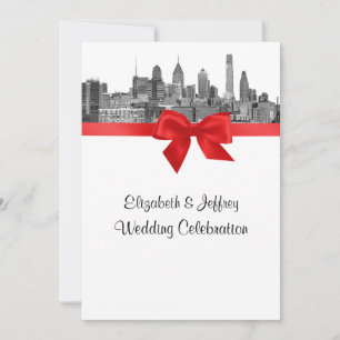 Invitation Horizon de Philadelphie Gravure NB Rouge V Mariage