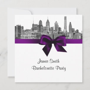Invitation Horizon de Philadelphie Gravure NB Violet Enterrem