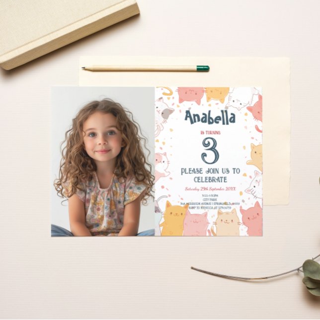 Invitation Horizontal I Chats Photo personnalisée Anniversair (Créateur téléchargé)