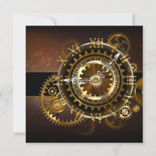 Invitation Horloge Steampunk avec des engrenages anciens