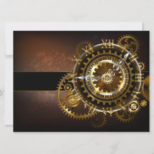 Invitation Horloge Steampunk avec des engrenages anciens
