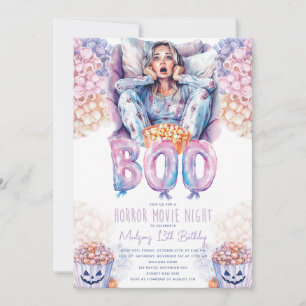 Invitation Horror Movie Night Slepover Halloween Anniversaire