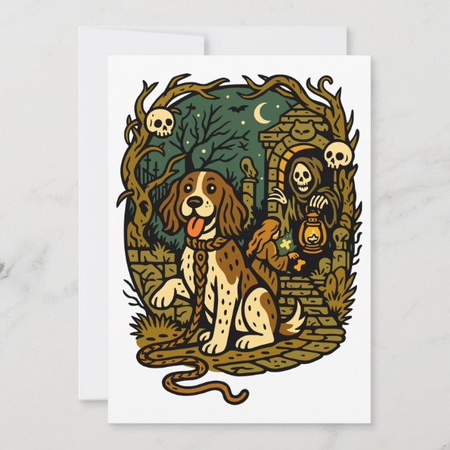 Invitation Horror Spooky Skeleton Dog Aesthetic (Devant)