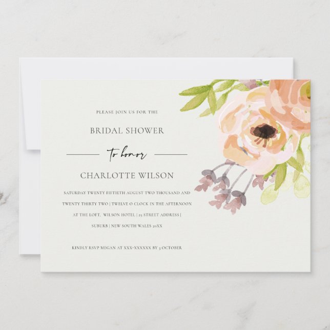INVITATION HORS BLANC ROSE BLANCHE FÊTE DES MARIÉES FLORALE D (Devant)