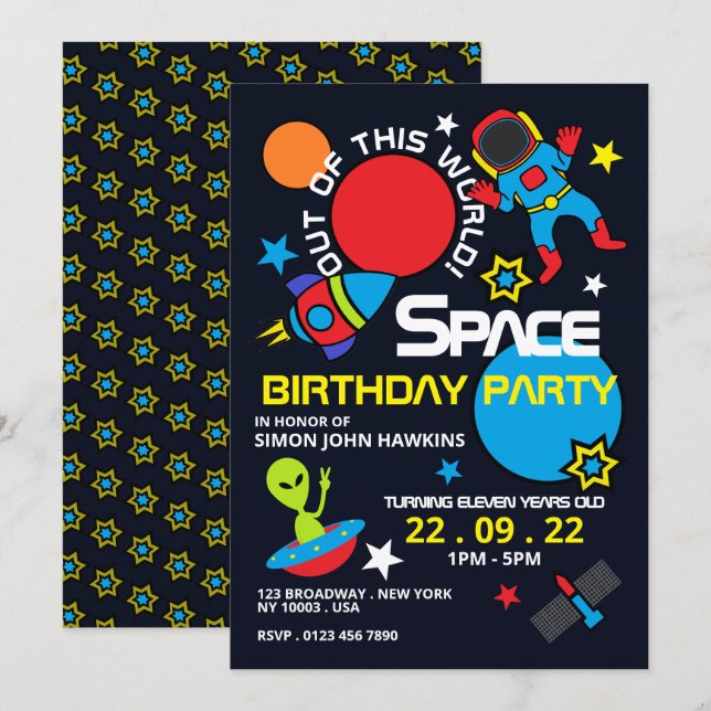 Invitation Hors de ce monde !, Anniversaire (Devant / Derrière)