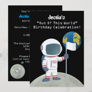 Invitation Hors de ce monde, fête d'anniversaire des astronau