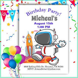 Invitation Hors De Ce Monde L'Astronaut Garçon Anniversaire