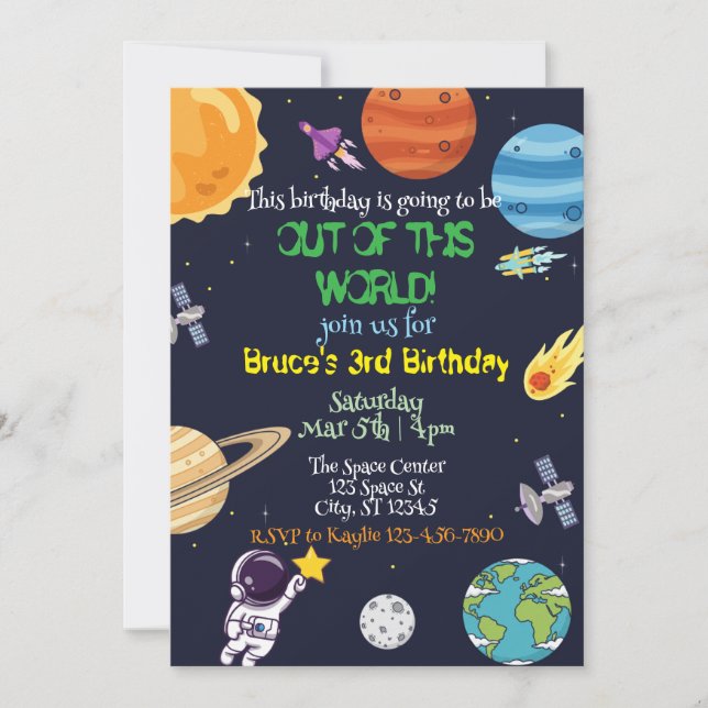 Invitation Hors de ce monde, l'invitation d'anniversaire de l (Devant)